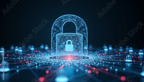 Abstract digital padlock icon representing cyber security and data protection concept