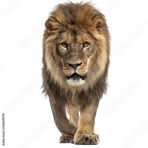 Front and side view Lion, isolated transparent background, PNG, cutout