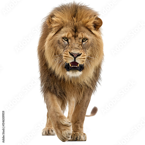 Front and side view Lion, isolated transparent background, PNG, cutout