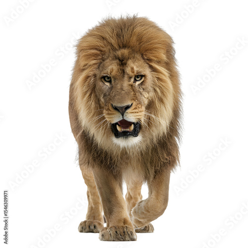 Front and side view Lion, isolated transparent background, PNG, cutout