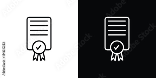 Certificate icon in black. flat graphic vector icon