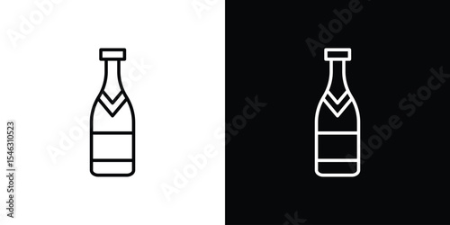 Champagne bottle icon in black. flat graphic vector icon