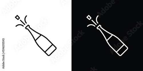 Champagne bottle icon in black. flat graphic vector icon