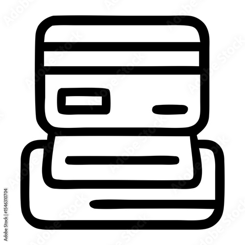 Simple Outline Credit Card Payment Terminal Line Art Icon Illustration