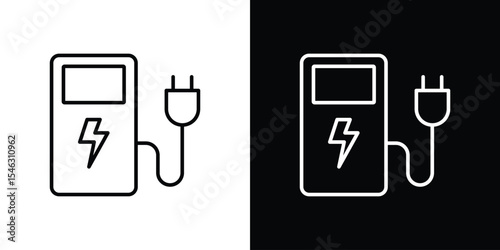 Charging station icon in black. flat graphic vector icon