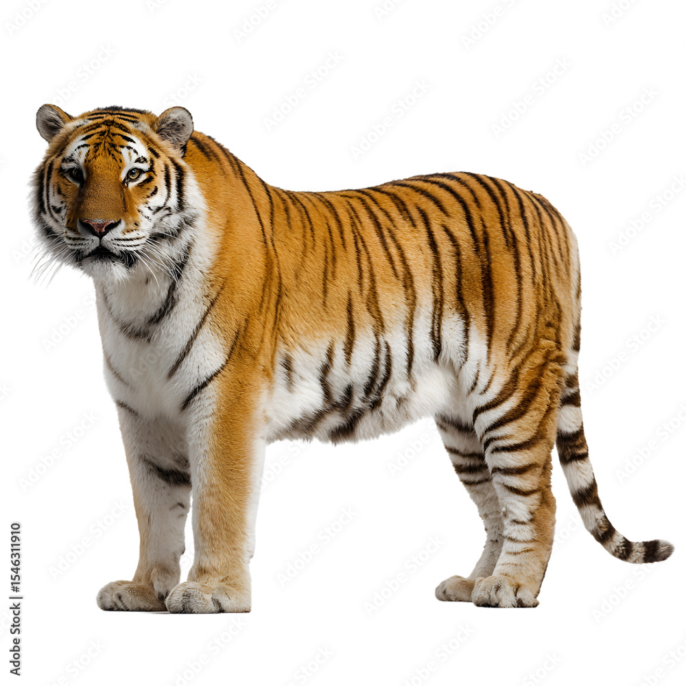 Obraz premium Tiger Orange , side view, front view, isolated transparent background