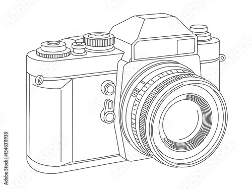 Classic Camera Illustration: A detailed illustration of a classic camera.