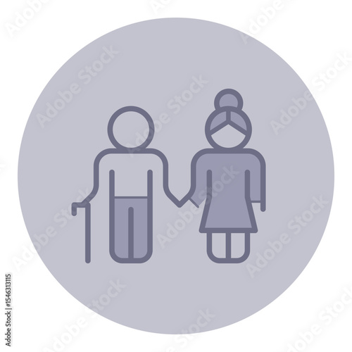 Elderly couple standing side by side, holding hands as sign of love and support. Warmth and companionship, bond in later years concept