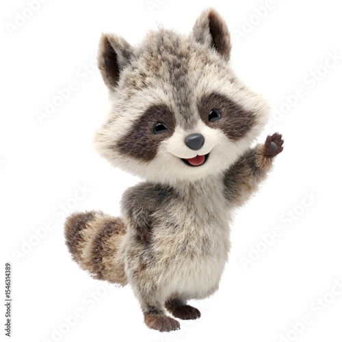 3D rendering of a raccoon , isolated transparent background, PNG