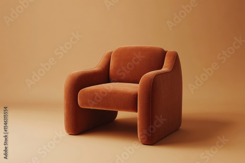 Terracotta armchair with clean modern lines, symbolizing comfortable contemporary furniture and minimalist interior design