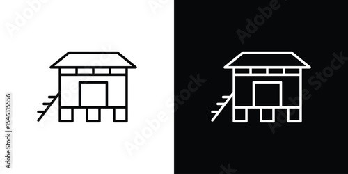 Chicken coop icon in black. flat graphic vector icon