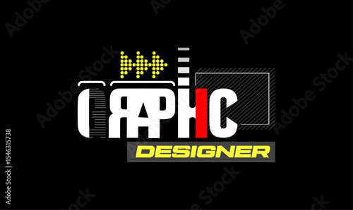Bold Graphic Designer Typography Poster with Modern Abstract Elements – Urban Style Layout