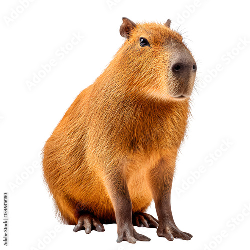 ull-body, cute, happy capybara, transparent isolated background, PNG