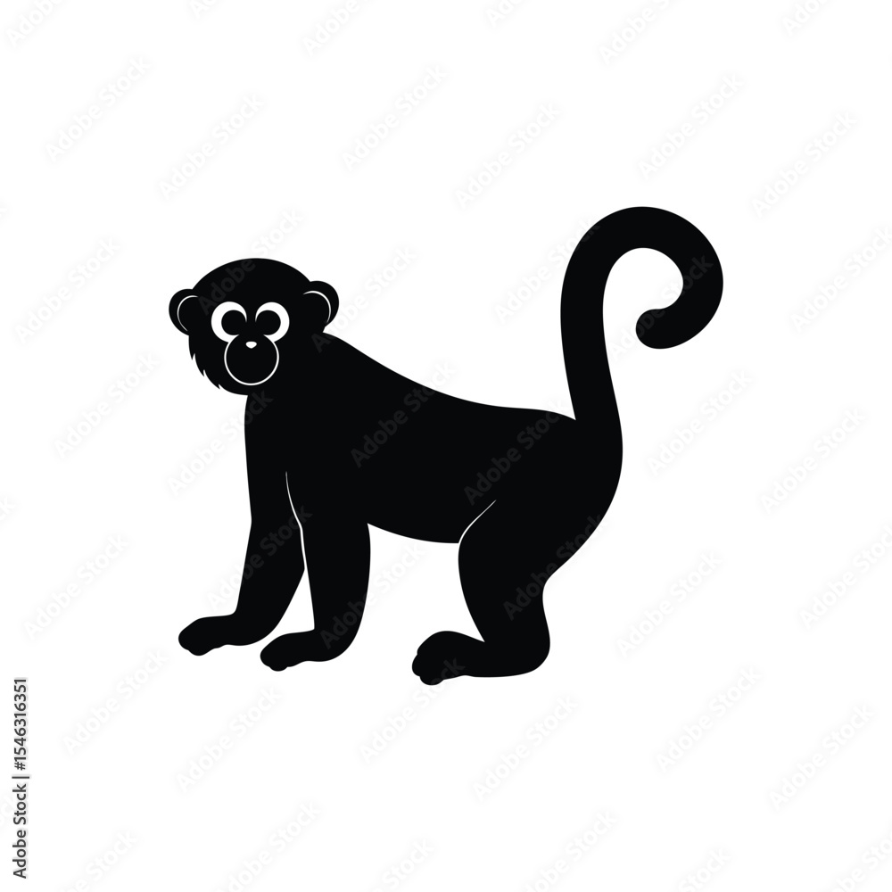 Obraz premium Creative monkey silhouette vector art illustration