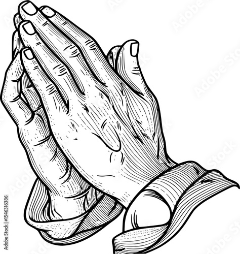 Close-up of clasped hands in prayer, symbolizing faith, devotion, hope, and spiritual reflection. Suitable for religious and inspirational themes photo