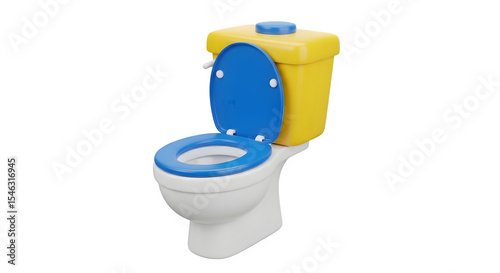 Colorful children's toilet 3d rendered isolated on transparent background