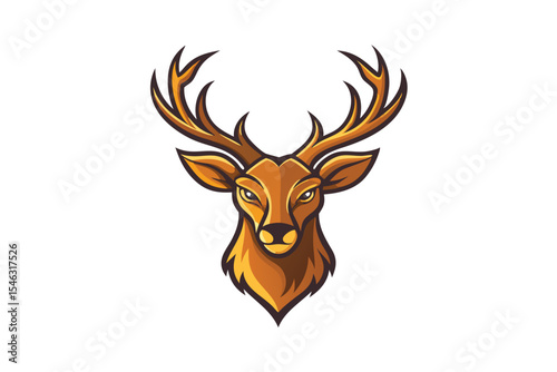 Majestic buck portrait displays powerful antlers and noble features in an engaging stylized artwork