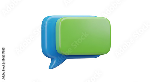 Green and blue speech bubble 3d rendered isolated on transparent background