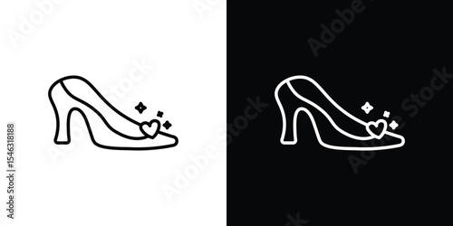 Cinderella shoe icon in black. flat graphic vector icon