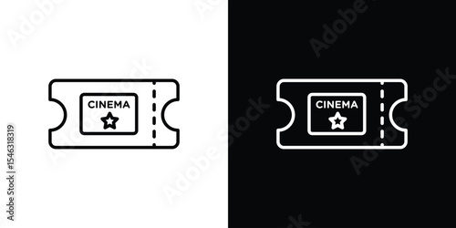 Cinema tickets icon in black. flat graphic vector icon