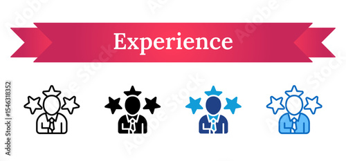 Experience - Multi Style Icon - A person surrounded by stars, representing job experience, recognition, or work quality