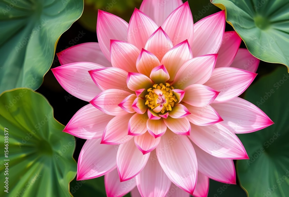Obraz premium Delicate pink lotus petals, isolated, overhead view, image, summer