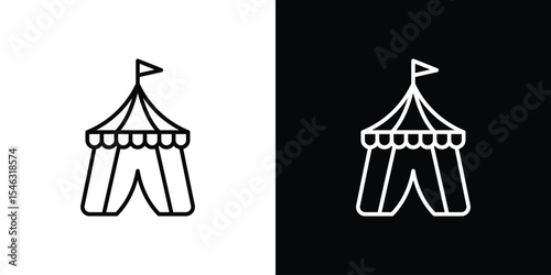 Circus tent icon in black. flat graphic vector icon