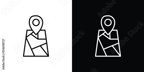 City map icon in black. flat graphic vector icon