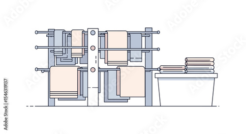 Organized Bathroom Towel Rack and Table Set for Home Laundry or Hotel Interior