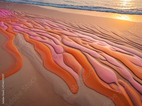 Artistic Sand Patterns at Sunset