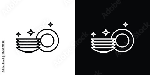 Clean plate icon in black. flat graphic vector icon