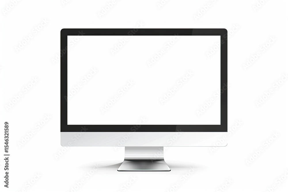 Realistic Modern Thin Frame Display Computer Monitor Vector Illustration White Realistic Modern Thin Frame Display Computer Monitor Vector Illustration White