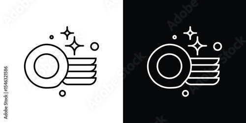 Clean tableware icon in black. flat graphic vector icon