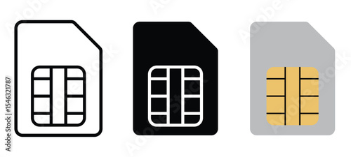 sim card icon sign vector. Sim card icon Flat outline fill set. SIM icon set in different style vector illustration on white background

