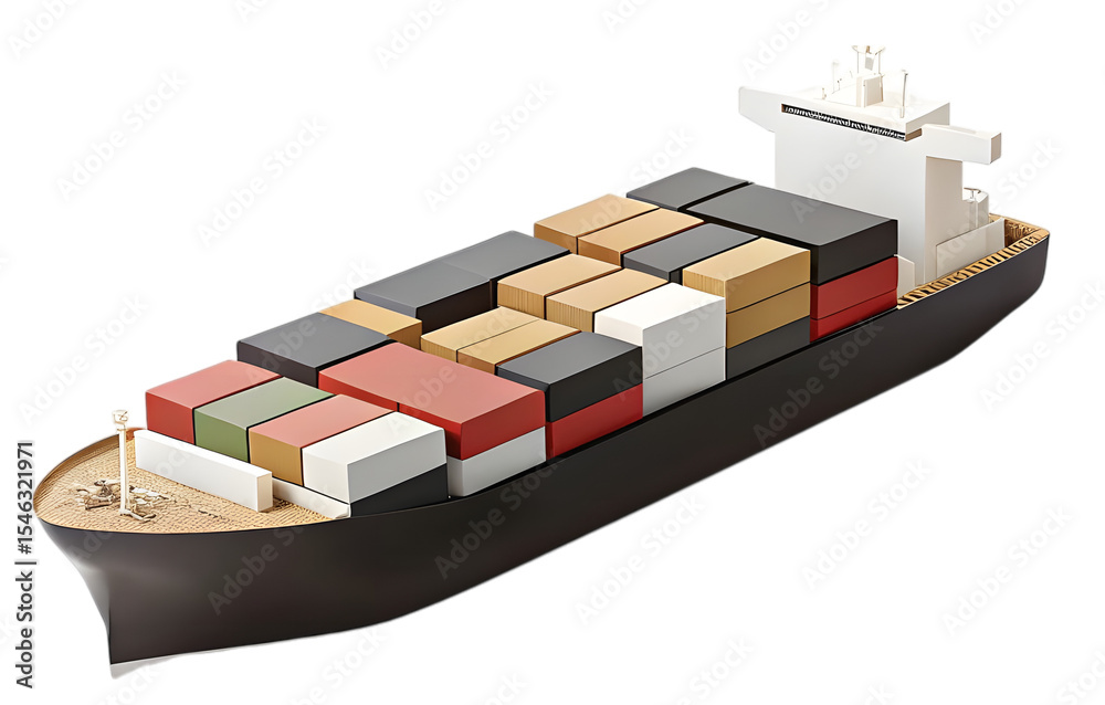 Obraz premium 3d rendering of container cargo ship isolated on transparent PNG.