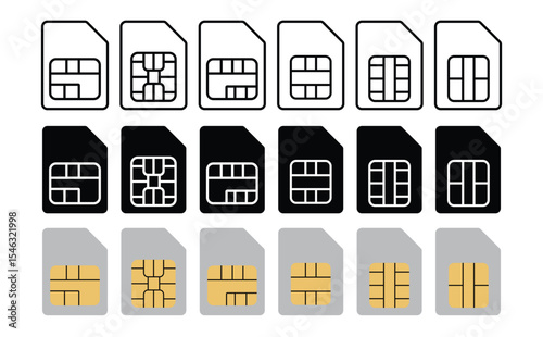 sim card icon sign vector. Sim card icon Flat outline fill set. SIM icon set in different style vector illustration on white background
