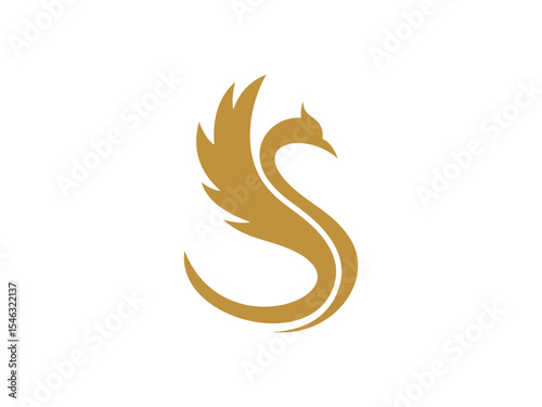 luxury golden swan logo icon vector template
