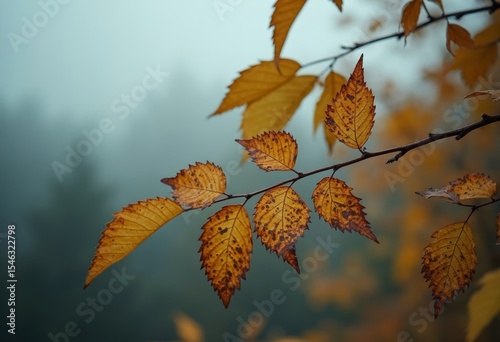 A touch of golden on the branches in autumn