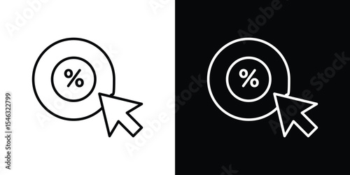 Click through rate icon in black. flat graphic vector icon
