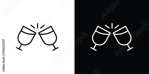 Clinking glasses icon in black. flat graphic vector icon