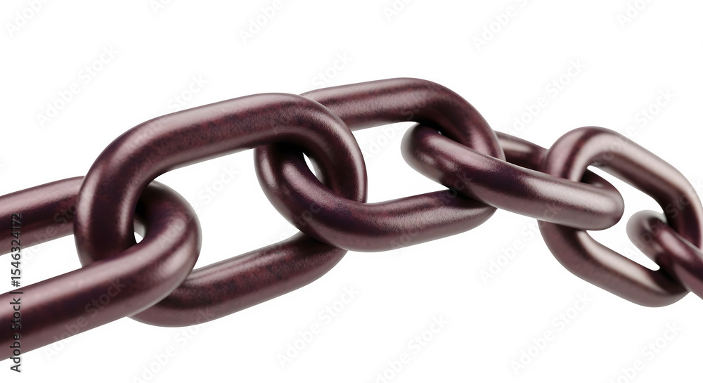 Fototapeta premium Bronze metal chain, 3d rendered isolated on transparent background
