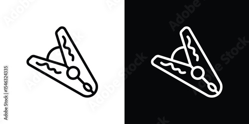Clothespin icon in black. flat graphic vector icon
