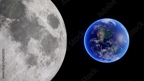 Moon and Earth Planet Space Background