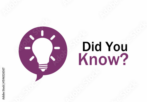 Did You Know? Logo design with light bulb, idea box, quote for interesting fact. Banner design for business, marketing and advertising. Flat vector illustration.
