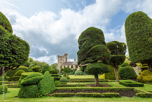 Fantastically shaped shrubs at the oldest topiary park in the world the Levens Hall in Cumbria, UK.