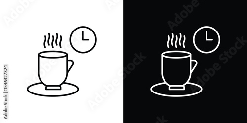 Coffee time icon in black. flat graphic vector icon