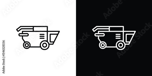 Combine harvester icon in black. flat graphic vector icon
