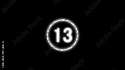 white color icon creative circle 27 seconds countdown animation 27 second circle timer countdown black background.