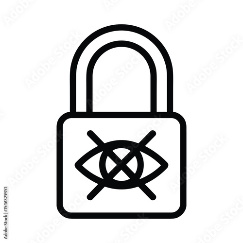 Padlock Icon with Crossed-Out Eye: Privacy Symbol