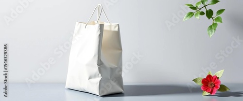 White tote bag mockup, eco-friendly shopping bag template illustration,  grocery bag,   fabric